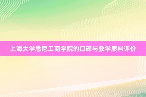 上海大学悉尼工商学院的口碑与教学质料评价