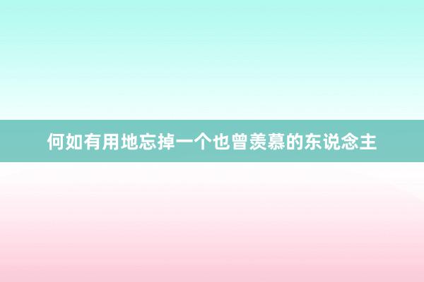 何如有用地忘掉一个也曾羡慕的东说念主