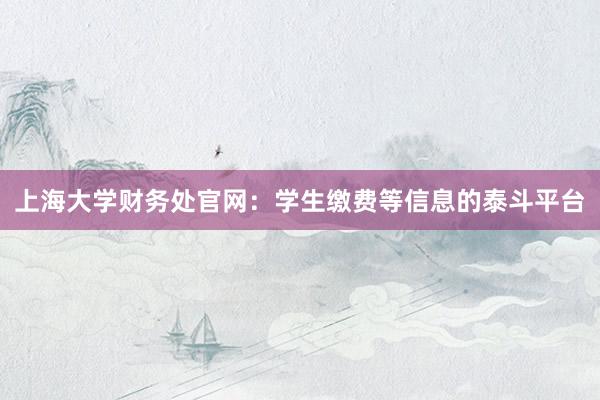 上海大学财务处官网：学生缴费等信息的泰斗平台